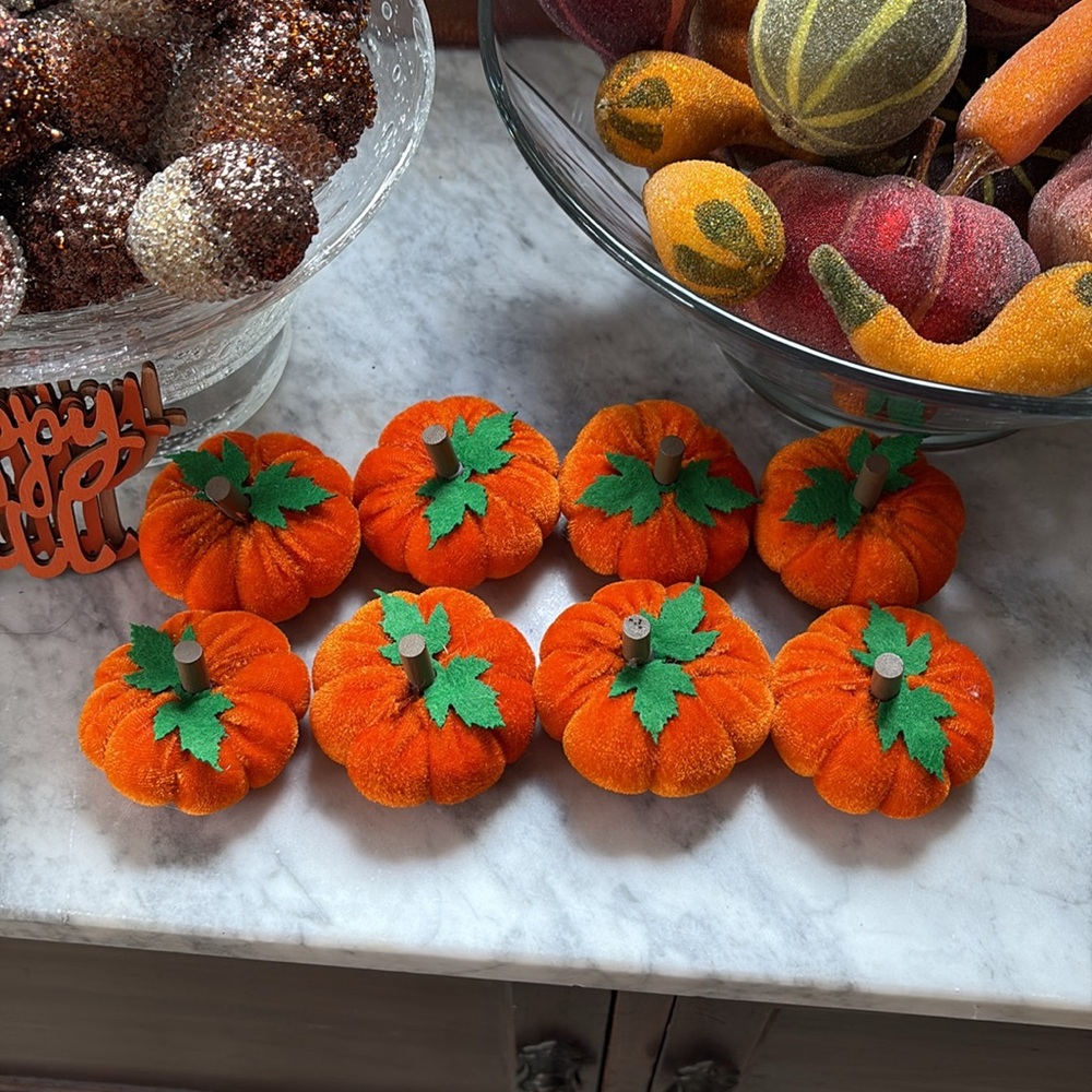 BUNDLE Decorative Fall Filler Autumnal Beaded & Velvet Pumpkins, Gourds, Acorns - Picture 3 of 15